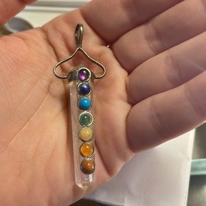 Real gemstone chakra pendant / Rainbow chakra necklace